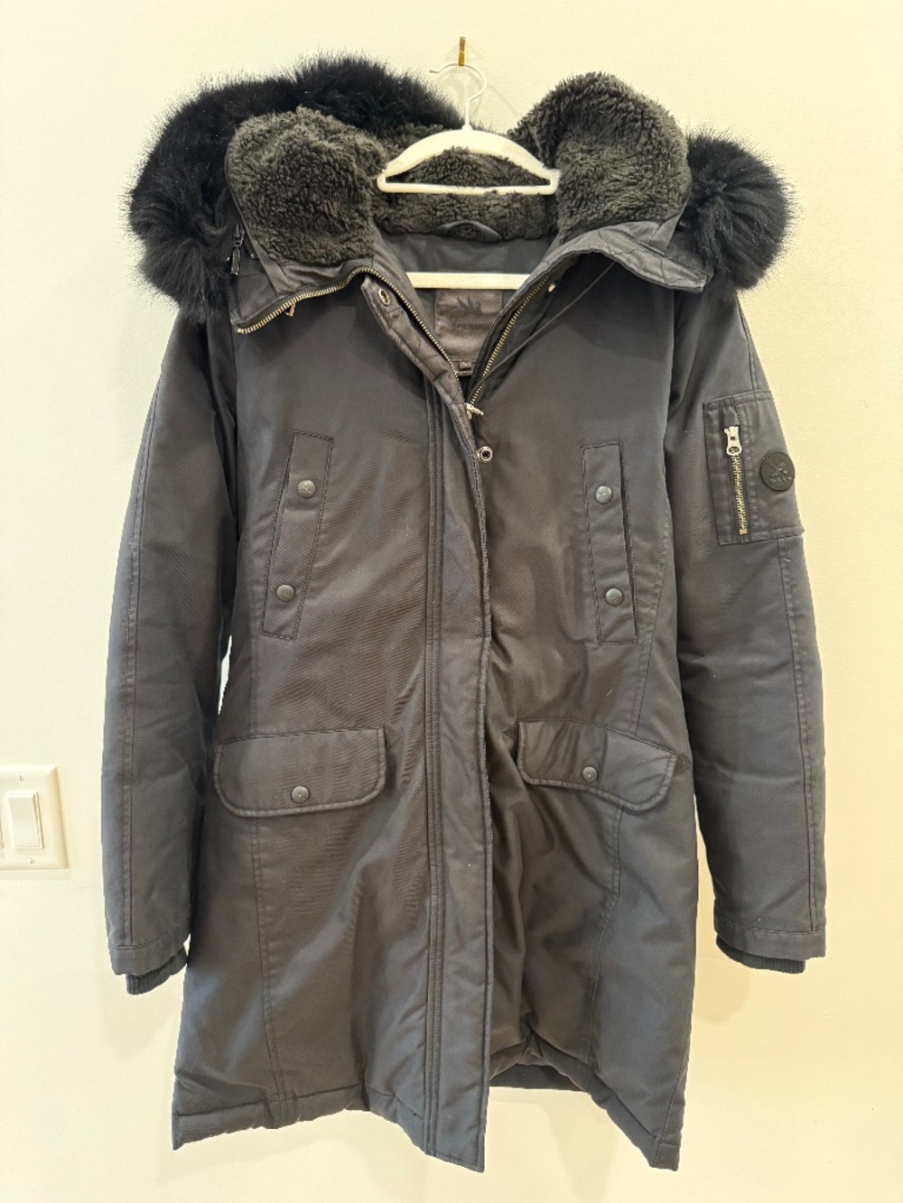 Spiewak 1904 - Black Faux-Fur Hooded Winter Parka Coat, Size L